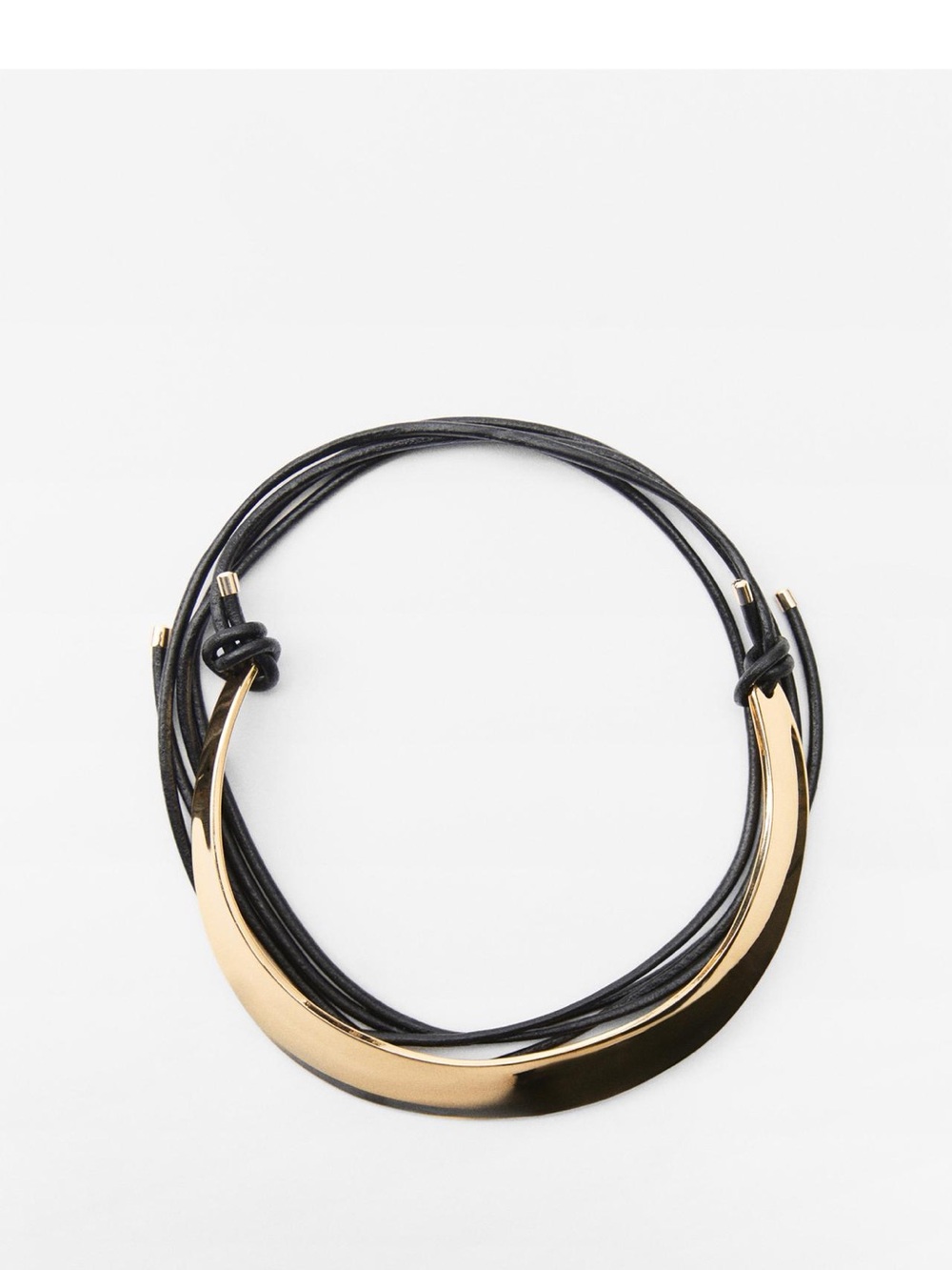 Zara Gold Crescent Pendant on Black Multi-Strand Cord